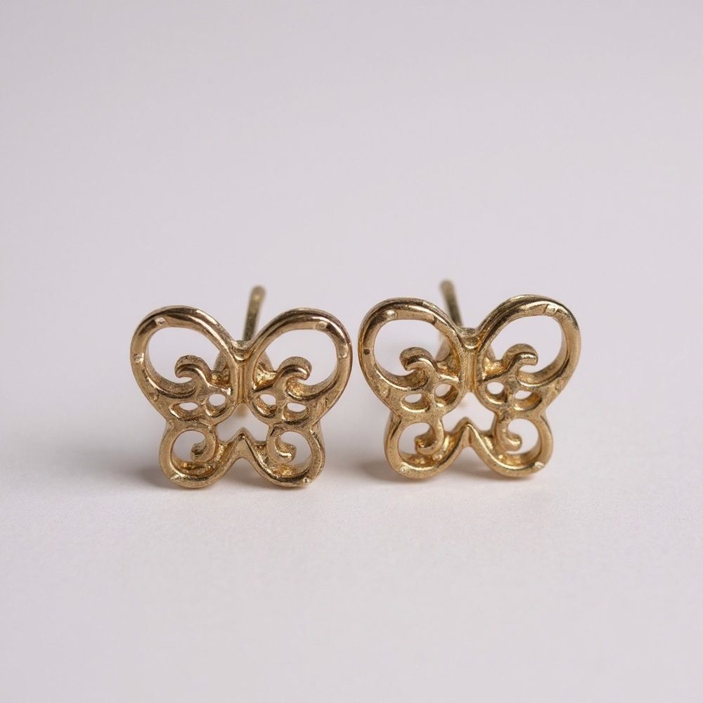 Gold Butterfly Stud Earrings Dainty Cute Everyday